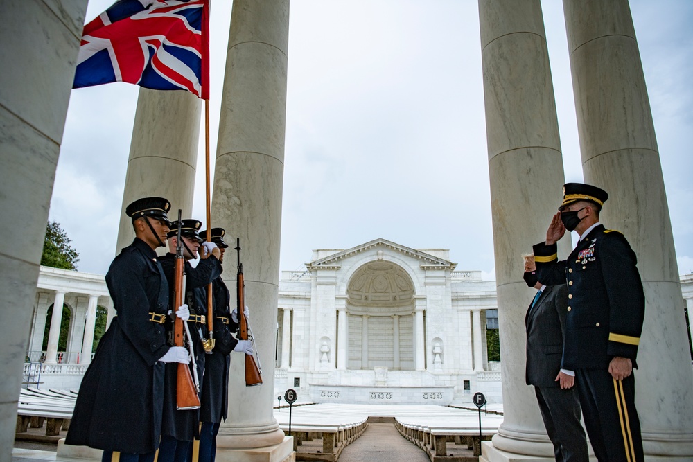 Prime Minister Boris Johnson of the United Kingdom Participates in an Armed Forces Full Honors Wreath-Laying Ceremony at the Tomb of the Unknown Soldier