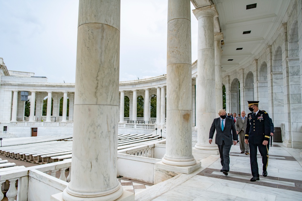 Prime Minister Boris Johnson of the United Kingdom Participates in an Armed Forces Full Honors Wreath-Laying Ceremony at the Tomb of the Unknown Soldier