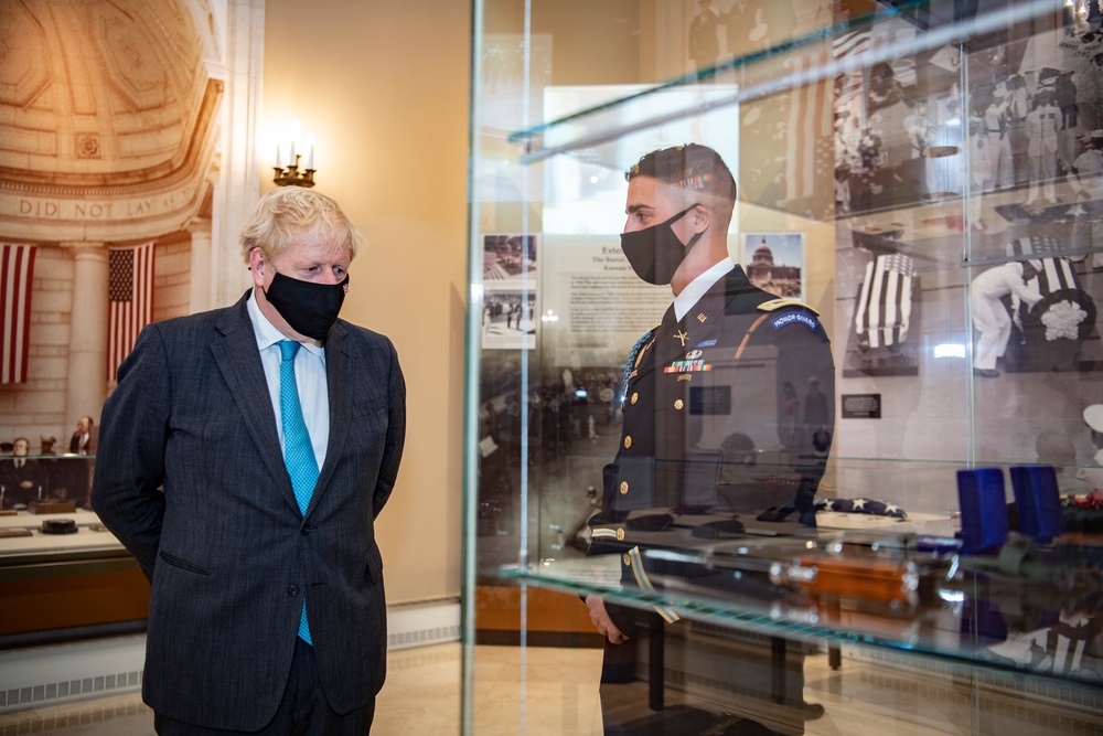 Prime Minister Boris Johnson of the United Kingdom Participates in an Armed Forces Full Honors Wreath-Laying Ceremony at the Tomb of the Unknown Soldier