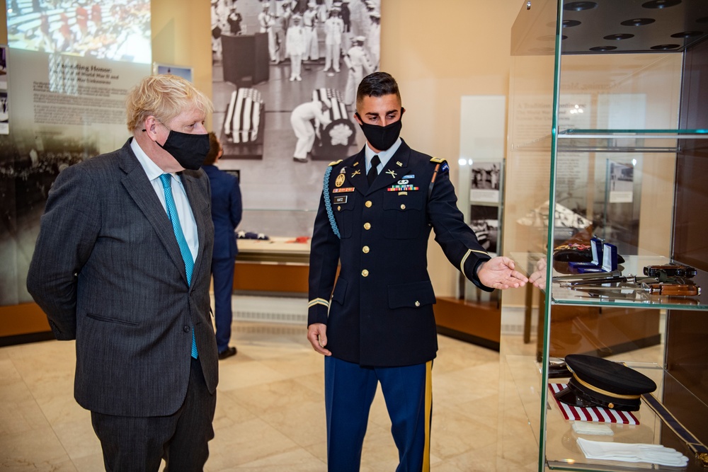 Prime Minister Boris Johnson of the United Kingdom Participates in an Armed Forces Full Honors Wreath-Laying Ceremony at the Tomb of the Unknown Soldier