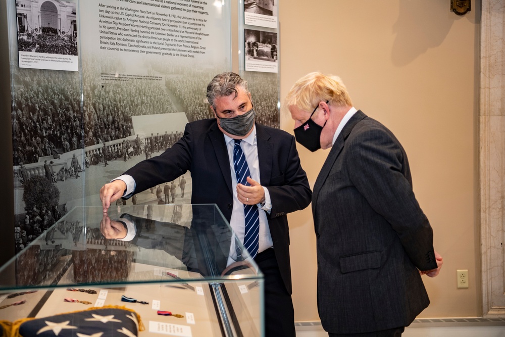 Prime Minister Boris Johnson of the United Kingdom Participates in an Armed Forces Full Honors Wreath-Laying Ceremony at the Tomb of the Unknown Soldier