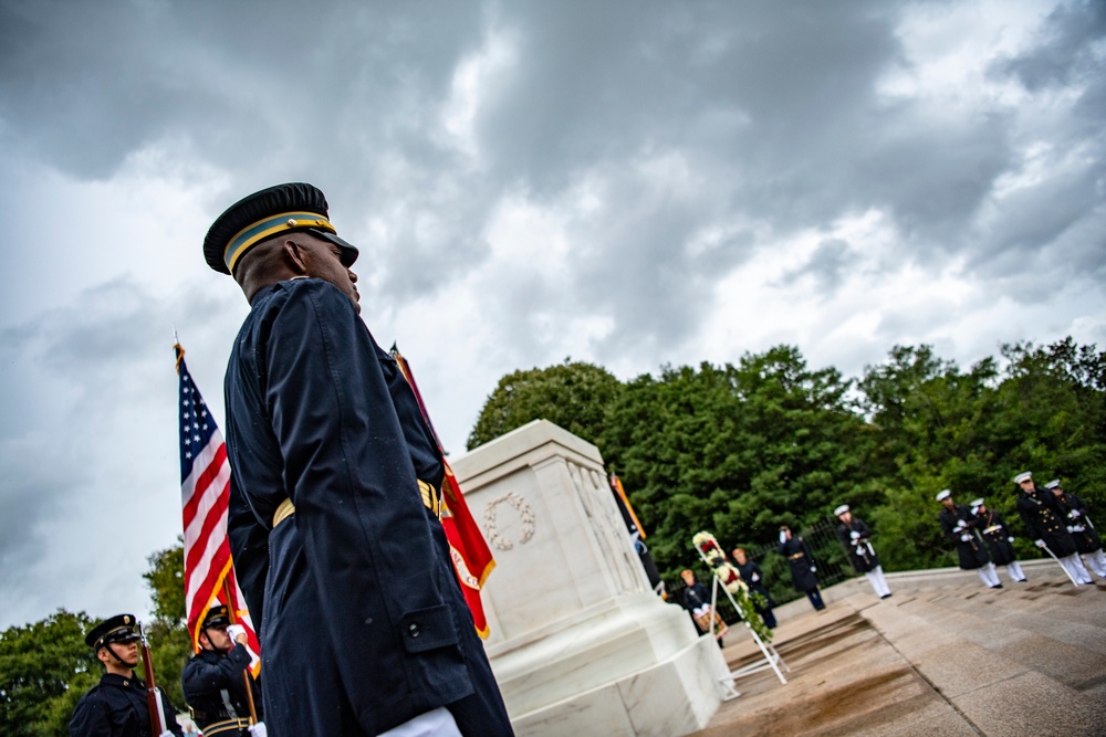 Prime Minister Boris Johnson of the United Kingdom Participates in an Armed Forces Full Honors Wreath-Laying Ceremony at the Tomb of the Unknown Soldier