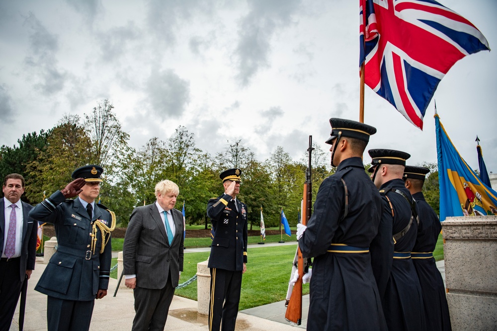 Prime Minister Boris Johnson of the United Kingdom Participates in an Armed Forces Full Honors Wreath-Laying Ceremony at the Tomb of the Unknown Soldier