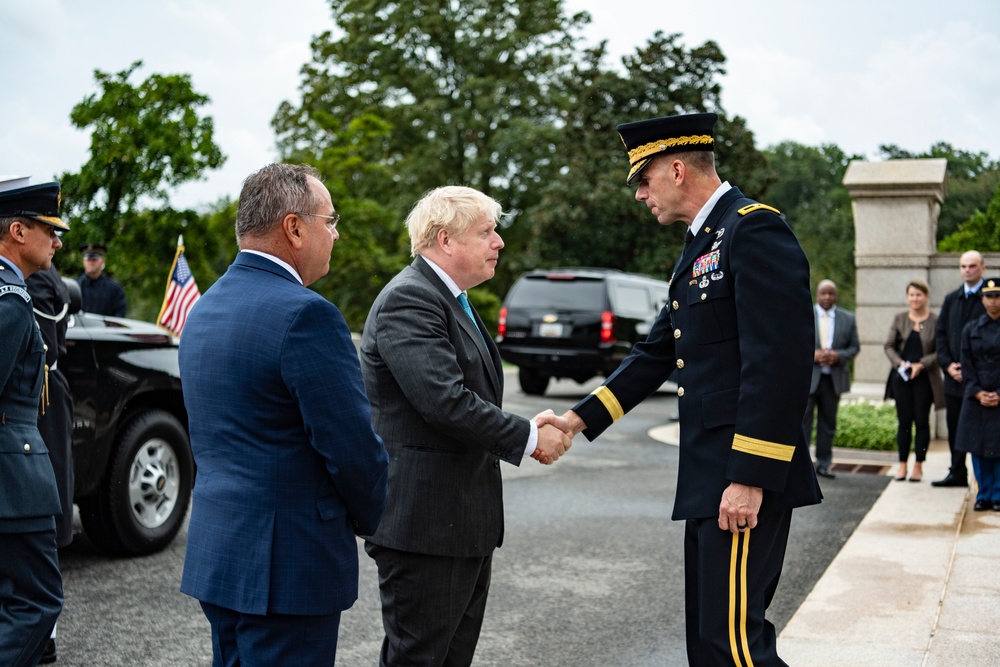 Prime Minister Boris Johnson of the United Kingdom Participates in an Armed Forces Full Honors Wreath-Laying Ceremony at the Tomb of the Unknown Soldier