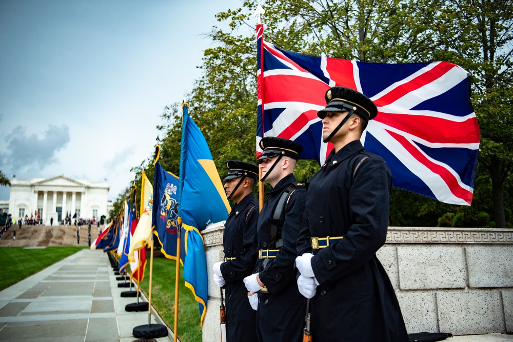 Prime Minister Boris Johnson of the United Kingdom Participates in an Armed Forces Full Honors Wreath-Laying Ceremony at the Tomb of the Unknown Soldier