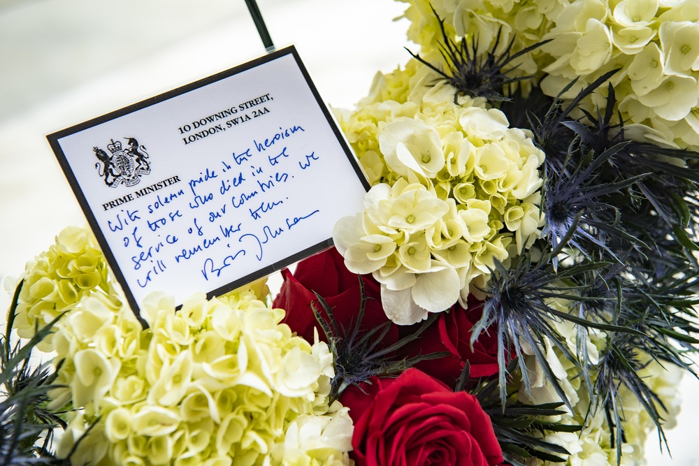 Prime Minister Boris Johnson of the United Kingdom Participates in an Armed Forces Full Honors Wreath-Laying Ceremony at the Tomb of the Unknown Soldier