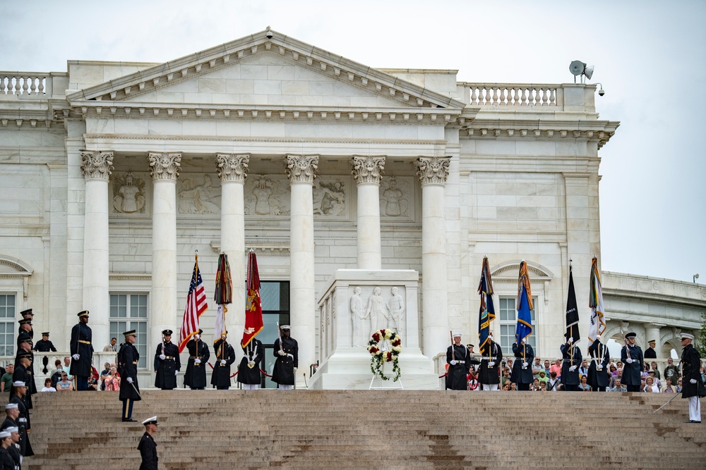 Prime Minister Boris Johnson of the United Kingdom Participates in an Armed Forces Full Honors Wreath-Laying Ceremony at the Tomb of the Unknown Soldier