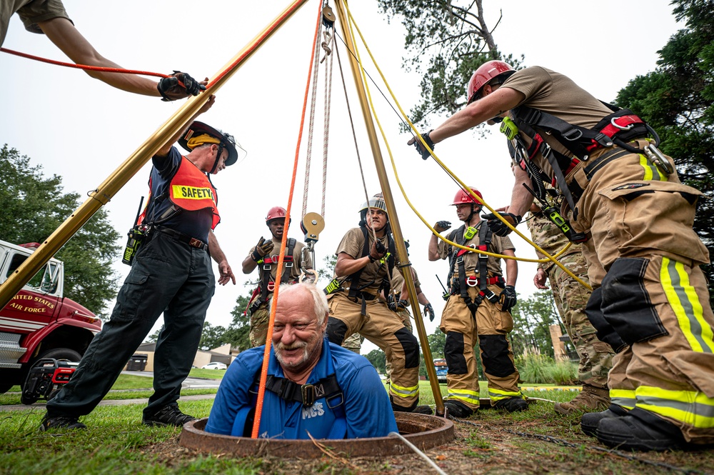 Low frequency, high risk: 23 CES firefighters practice confined space rescue