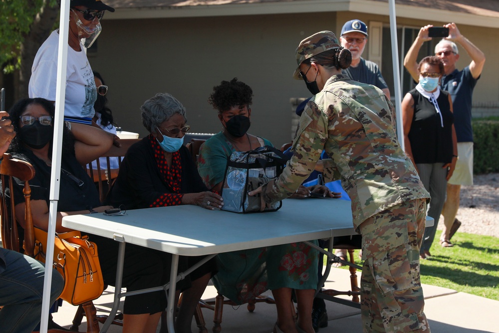 Arizona National Guard participates in Birthday Parade for a WW II Veteran turning 101 years old.