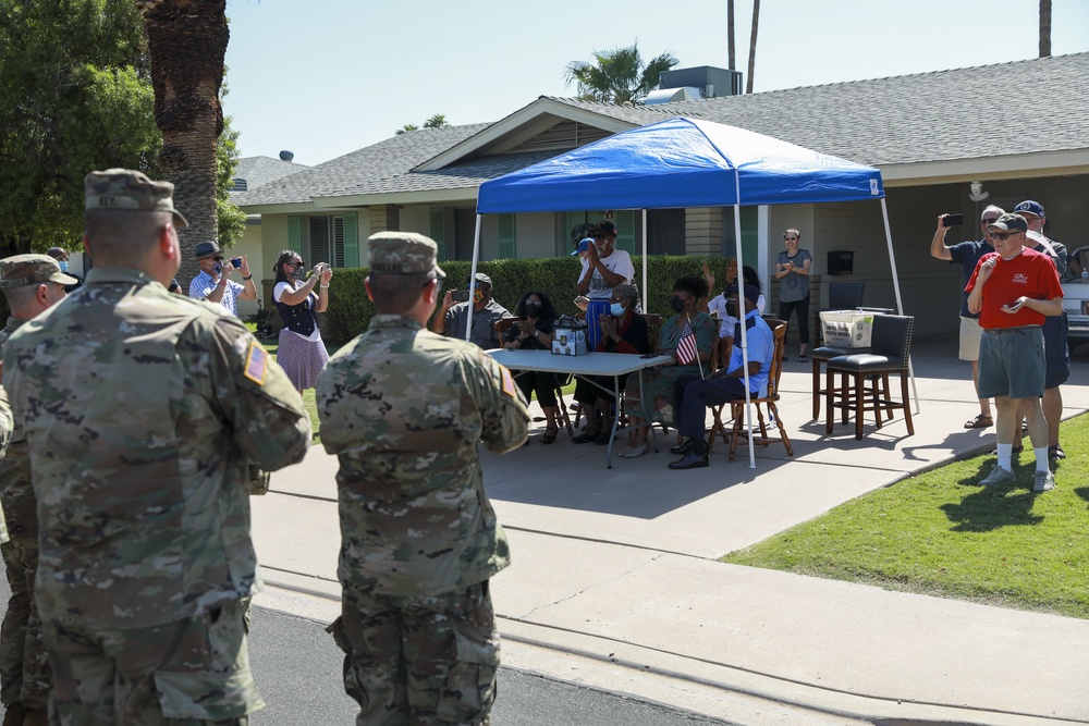 Arizona National Guard participates in Birthday Parade for a WW II Veteran turning 101 years old.