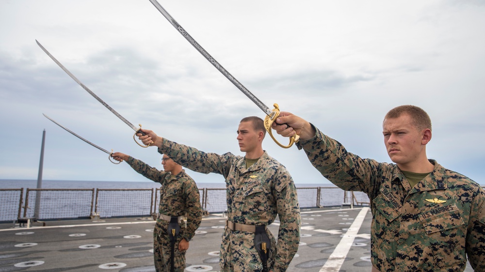 11th MEU Marines Test out of Cpl.'s Course Sword Manual