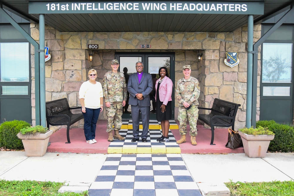 Bishop Trimble visits the 181st Intelligence Wing