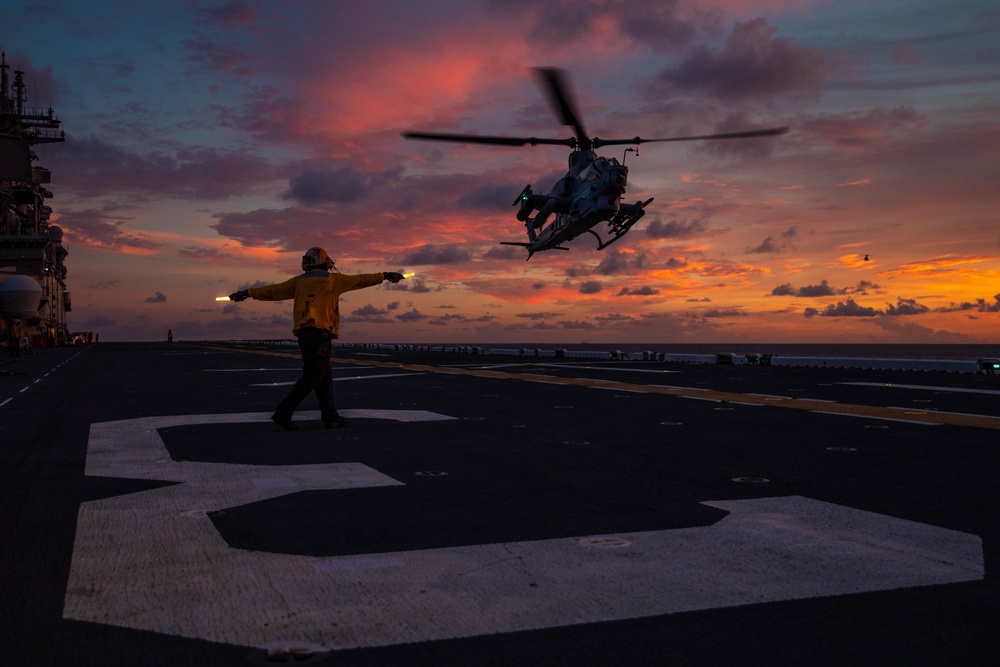 U.S. Marine Helicopters Land Aboard Kearsarge