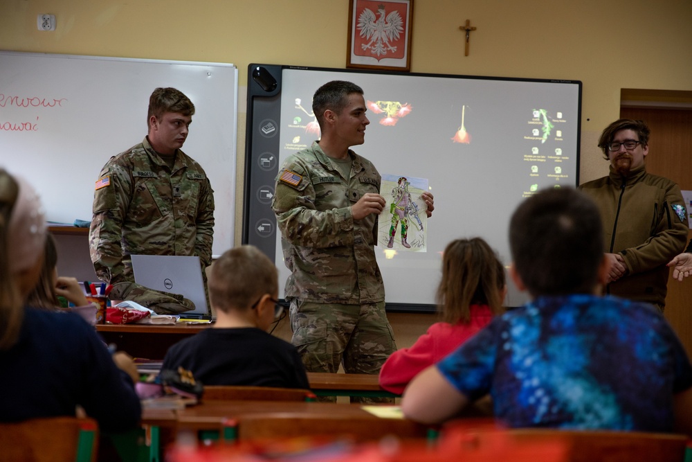 Fighting Aces teach American History to Polish elementary students in Kalisz Pomorski