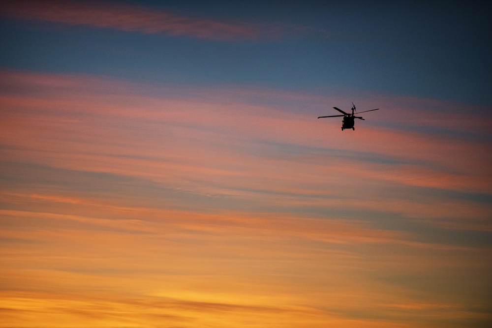 Idaho National Guard conducts night training operations into the sunset