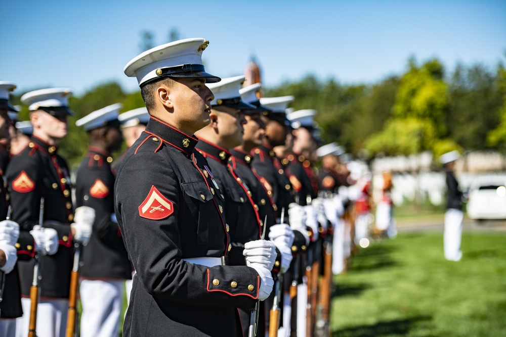 Military Funeral Honors with Funeral Escort are Conducted for U.S. Marine Corps Staff Sgt. Darin Hoover in Section 60 of Arlington National Cemetery