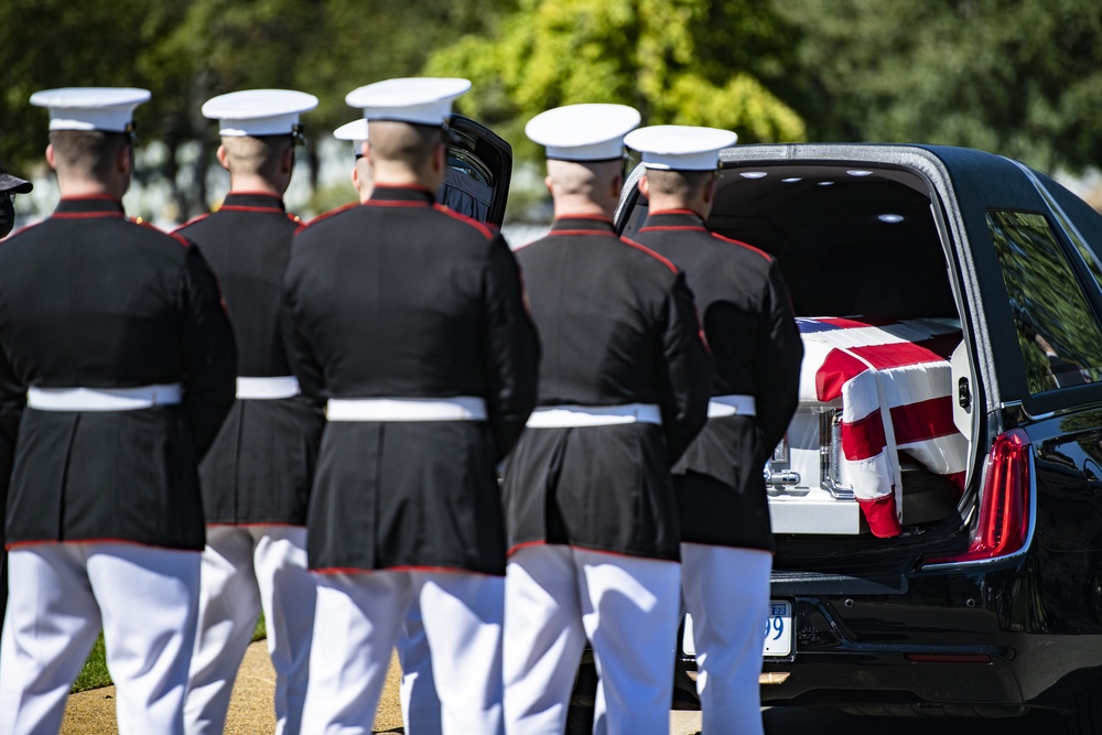 Military Funeral Honors with Funeral Escort are Conducted for U.S. Marine Corps Staff Sgt. Darin Hoover in Section 60 of Arlington National Cemetery