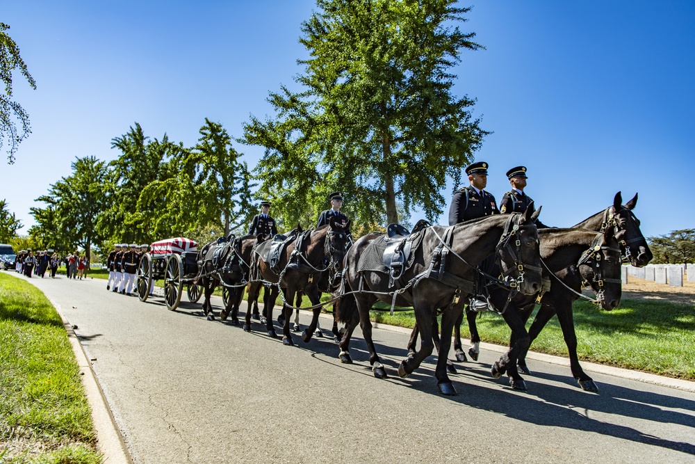 Military Funeral Honors with Funeral Escort are Conducted for U.S. Marine Corps Staff Sgt. Darin Hoover in Section 60 of Arlington National Cemetery