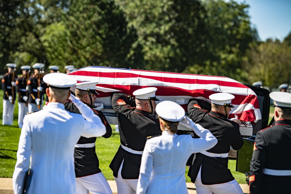 Military Funeral Honors with Funeral Escort are Conducted for U.S. Marine Corps Staff Sgt. Darin Hoover in Section 60 of Arlington National Cemetery