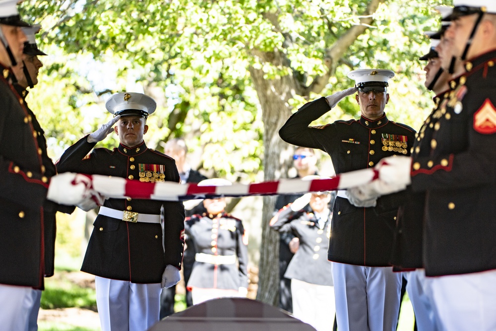 Military Funeral Honors with Funeral Escort are Conducted for U.S. Marine Corps Staff Sgt. Darin Hoover in Section 60 of Arlington National Cemetery