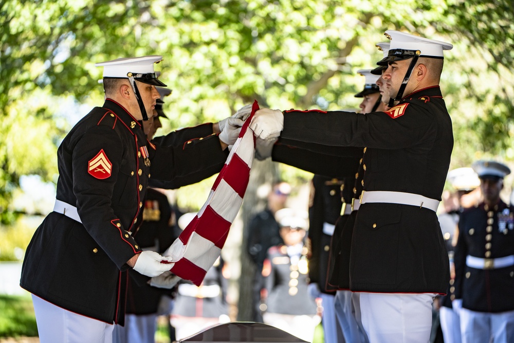 Military Funeral Honors with Funeral Escort are Conducted for U.S. Marine Corps Staff Sgt. Darin Hoover in Section 60 of Arlington National Cemetery