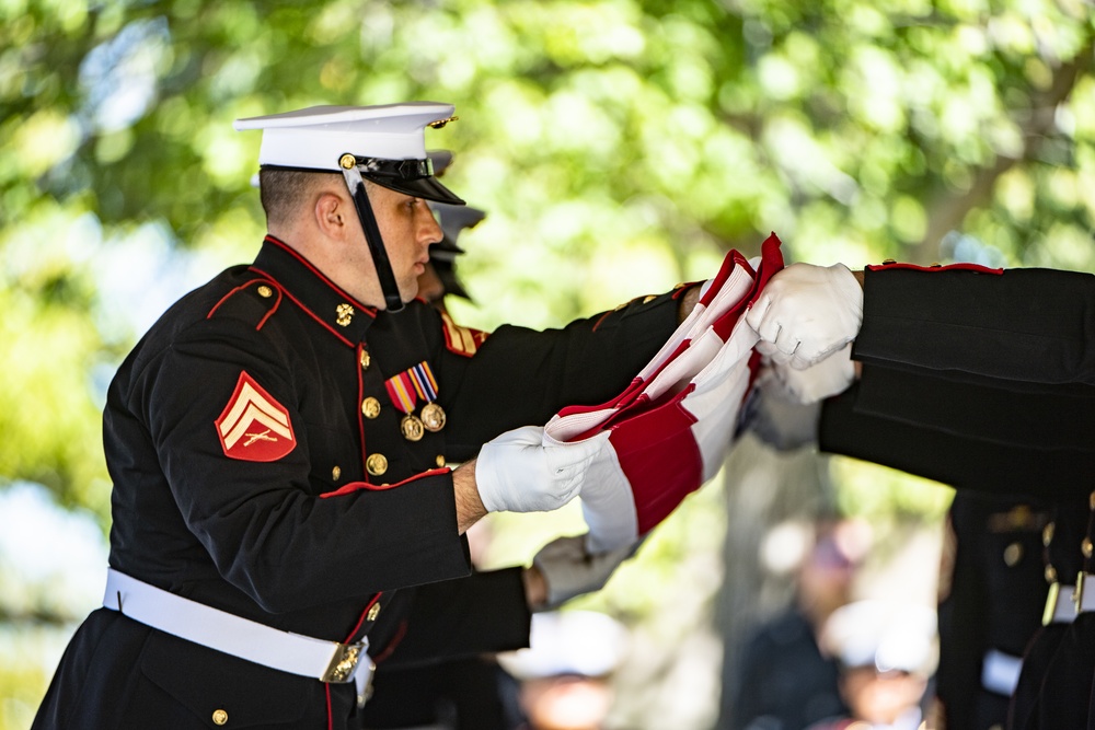 Military Funeral Honors with Funeral Escort are Conducted for U.S. Marine Corps Staff Sgt. Darin Hoover in Section 60 of Arlington National Cemetery