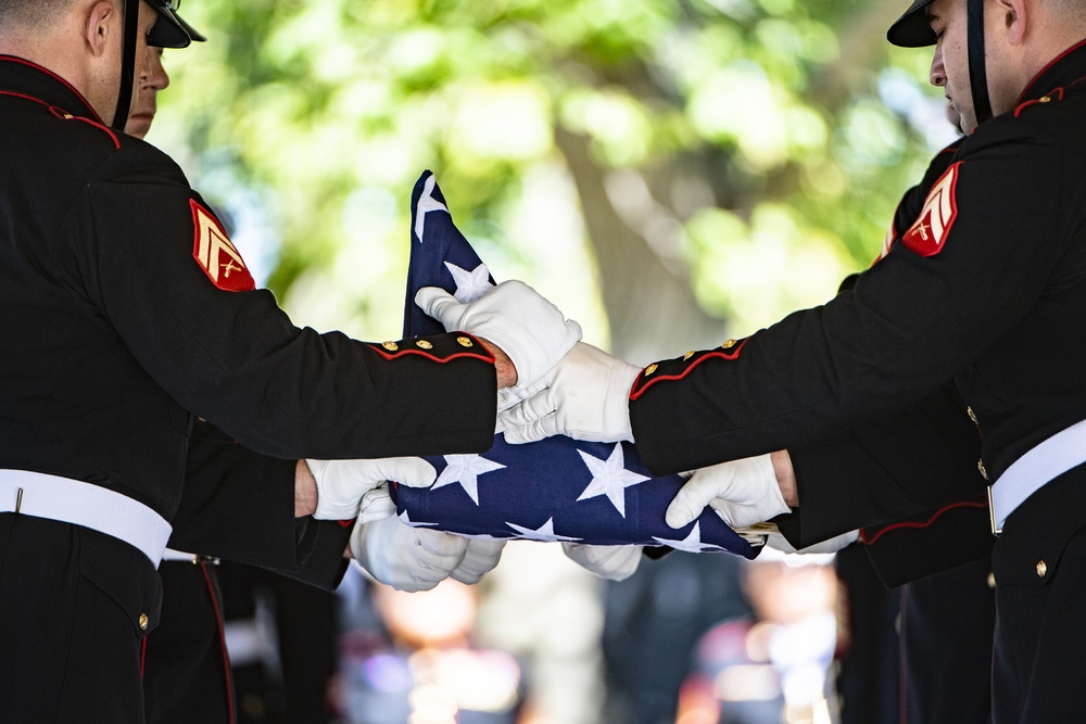 Military Funeral Honors with Funeral Escort are Conducted for U.S. Marine Corps Staff Sgt. Darin Hoover in Section 60 of Arlington National Cemetery