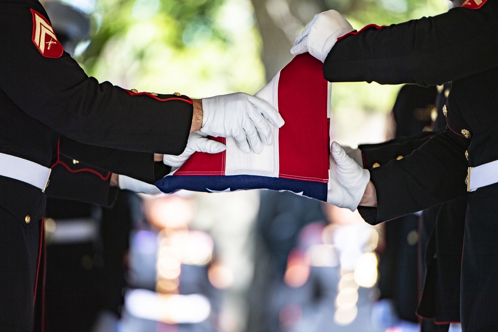 Military Funeral Honors with Funeral Escort are Conducted for U.S. Marine Corps Staff Sgt. Darin Hoover in Section 60 of Arlington National Cemetery