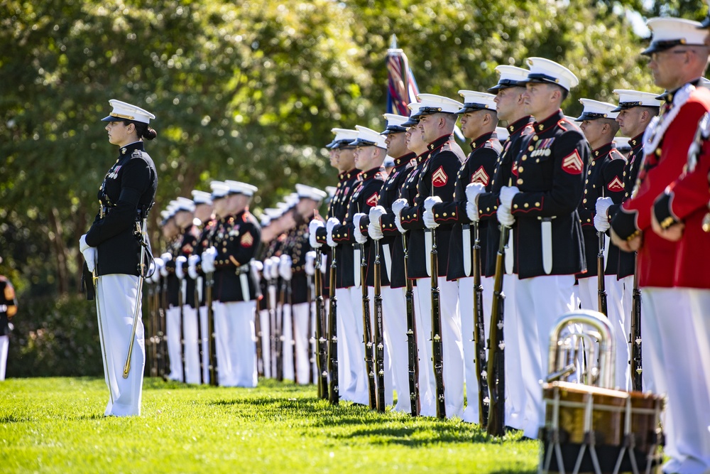 Military Funeral Honors with Funeral Escort are Conducted for U.S. Marine Corps Staff Sgt. Darin Hoover in Section 60 of Arlington National Cemetery