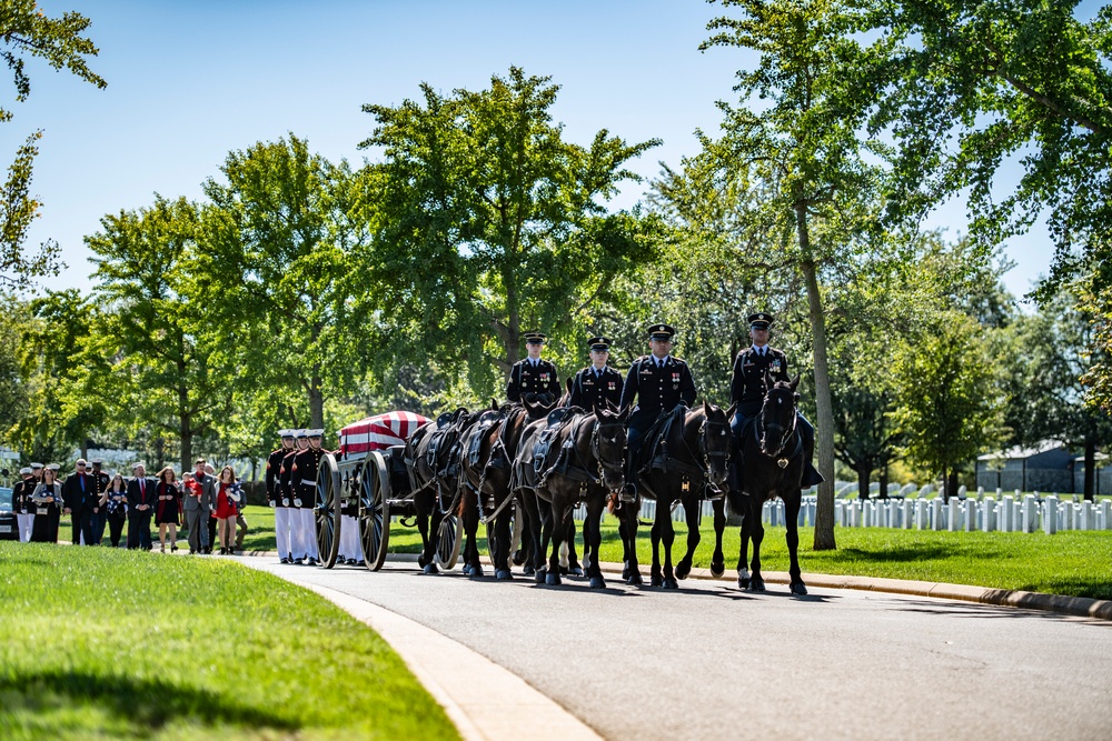 Military Funeral Honors with Funeral Escort are Conducted for U.S. Marine Corps Staff Sgt. Darin Hoover in Section 60 of Arlington National Cemetery