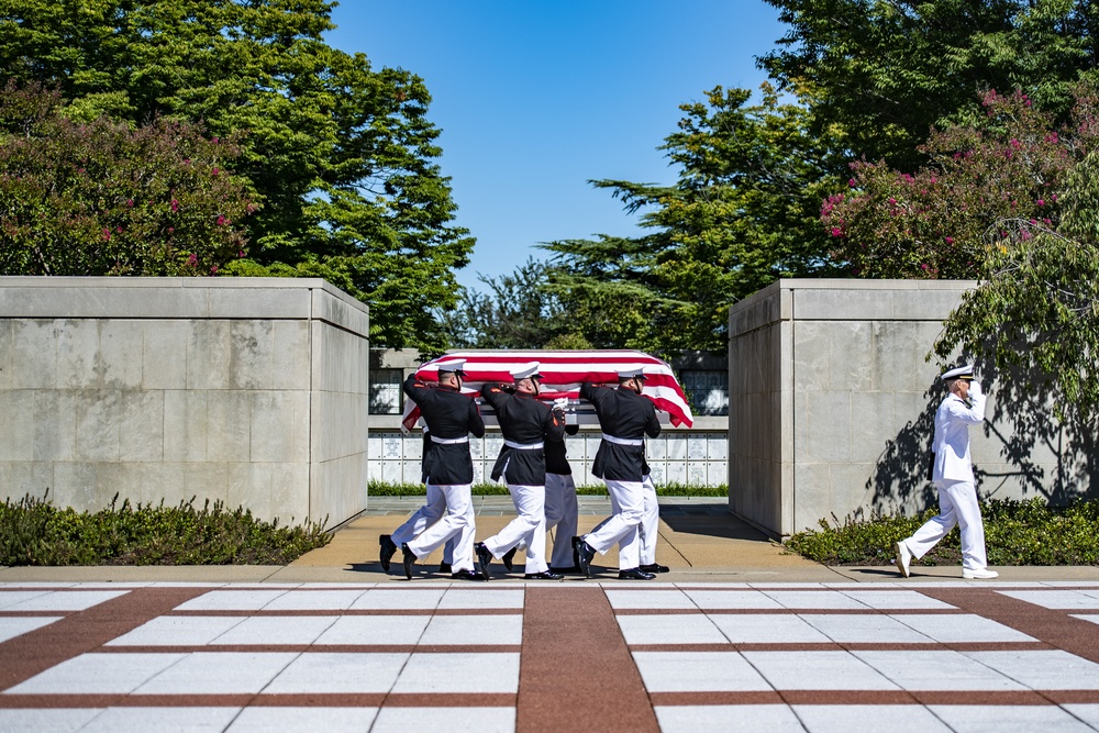 Military Funeral Honors with Funeral Escort are Conducted for U.S. Marine Corps Staff Sgt. Darin Hoover in Section 60 of Arlington National Cemetery