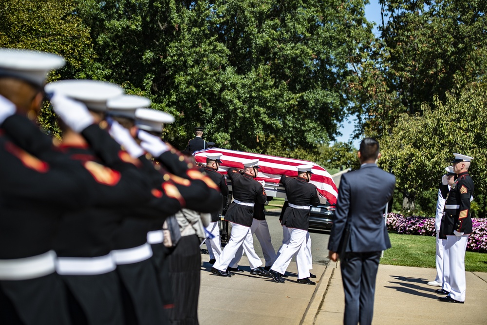 Military Funeral Honors with Funeral Escort are Conducted for U.S. Marine Corps Staff Sgt. Darin Hoover in Section 60 of Arlington National Cemetery