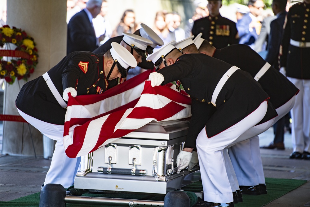 Military Funeral Honors with Funeral Escort are Conducted for U.S. Marine Corps Staff Sgt. Darin Hoover in Section 60 of Arlington National Cemetery