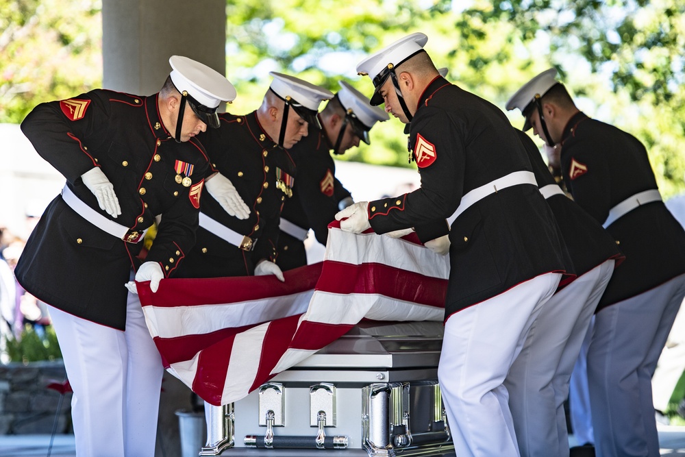 Military Funeral Honors with Funeral Escort are Conducted for U.S. Marine Corps Staff Sgt. Darin Hoover in Section 60 of Arlington National Cemetery