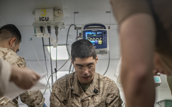 11th MEU, USS Essex (LHD 2) perform mass casualty drill