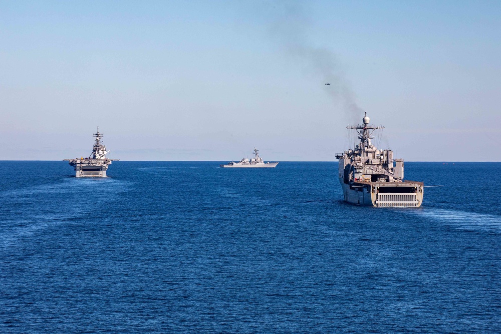 U.S. Navy Ships Conduct Surface Warfare Training