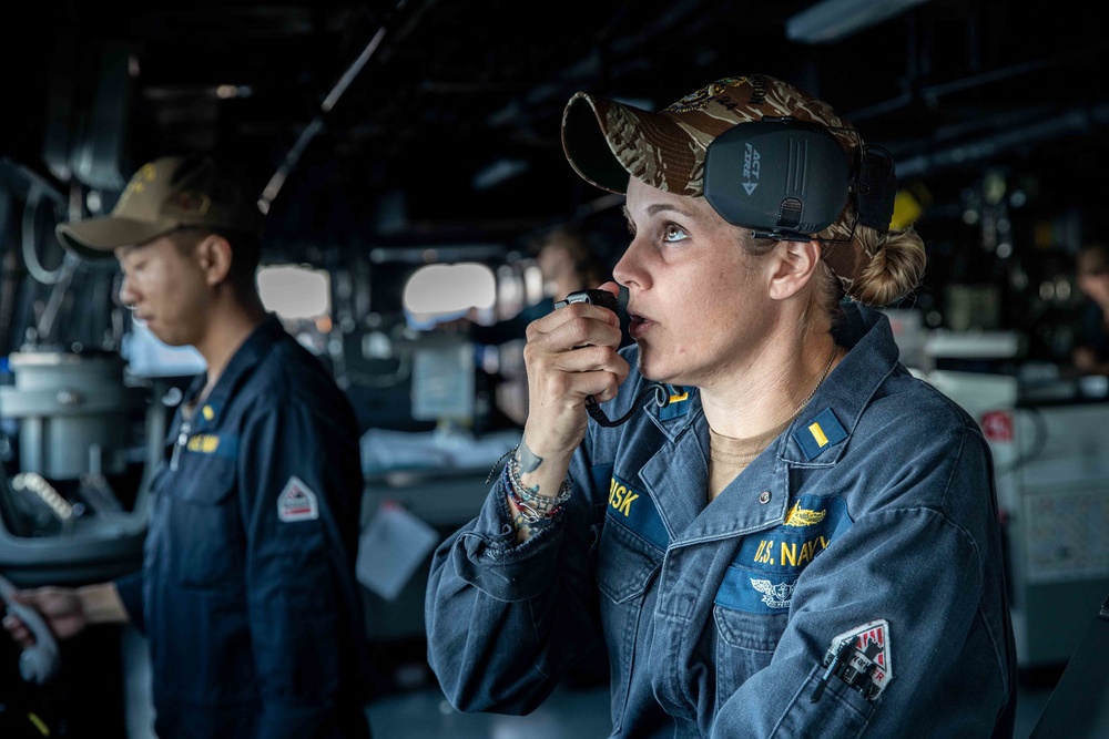 DVIDS - Images - USS Arlington Sailor Communicates with Shipmates From ...