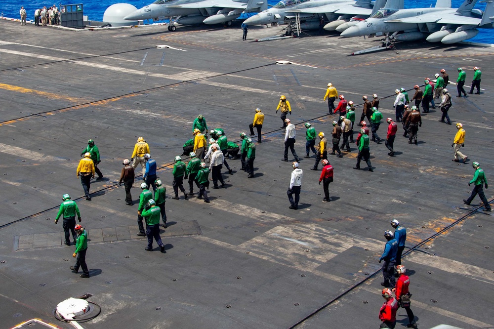 USS Carl Vinson (CVN 70) Sailors Conduct Flight Deck Operations