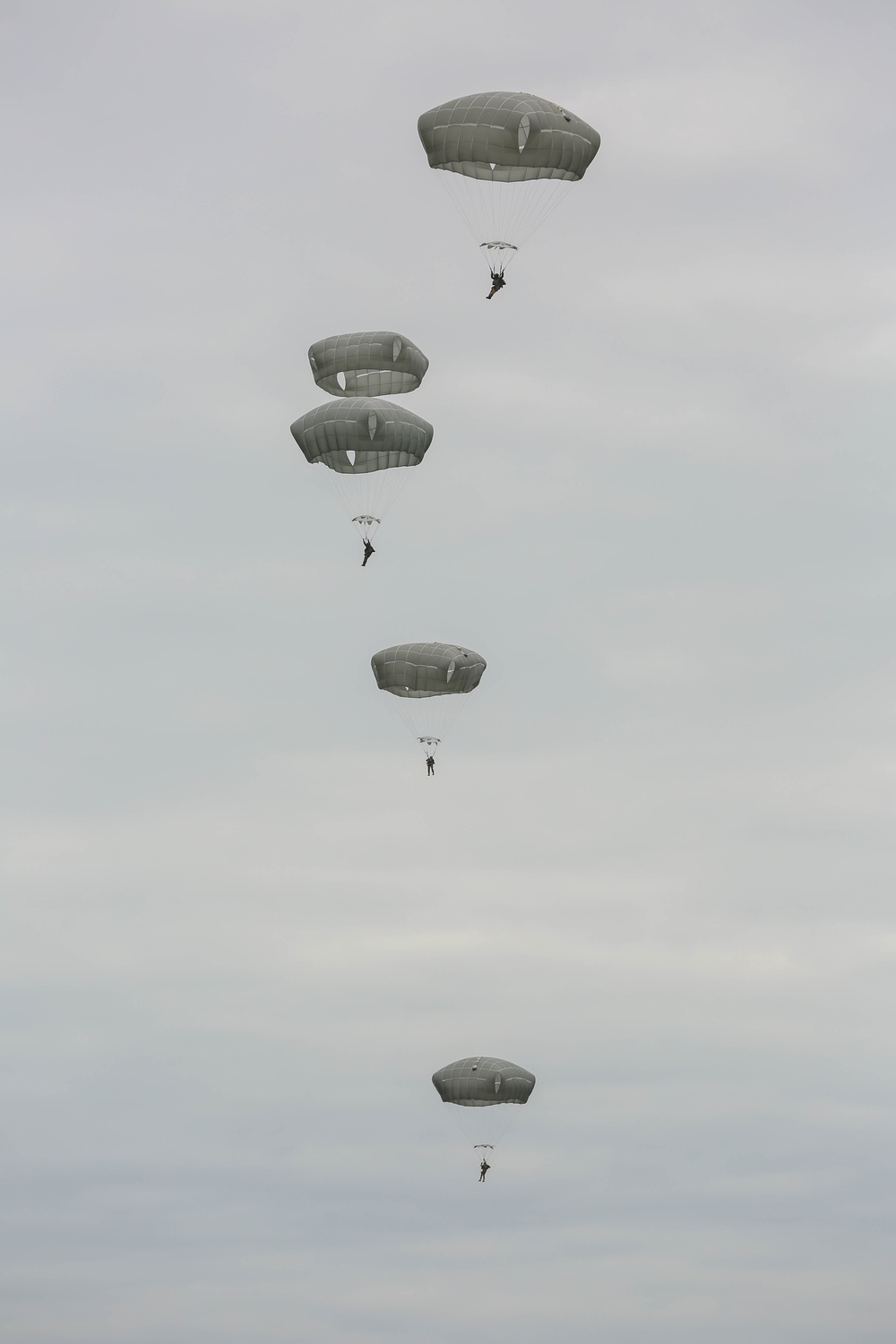 US, Ukrainian and Polish paratroopers jump from C-130