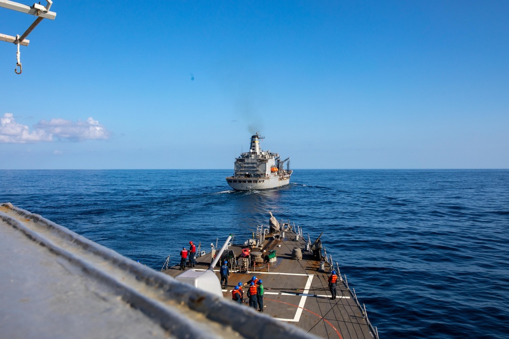 USS Barry Approaches the USNS Tippecanoe for a Replenishment-at-sea