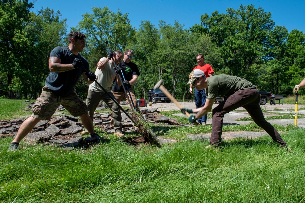 111th Attack Wing volunteers at Medal of Honor Grove