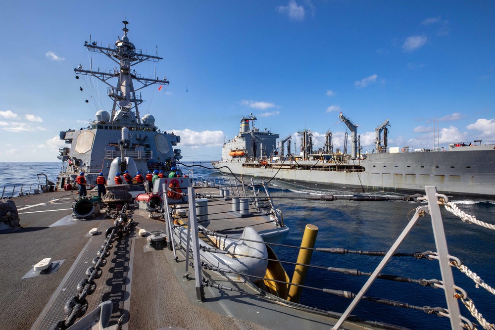 USS Barry Conducts a Replenishment-at-sea with USNS Tippecanoe