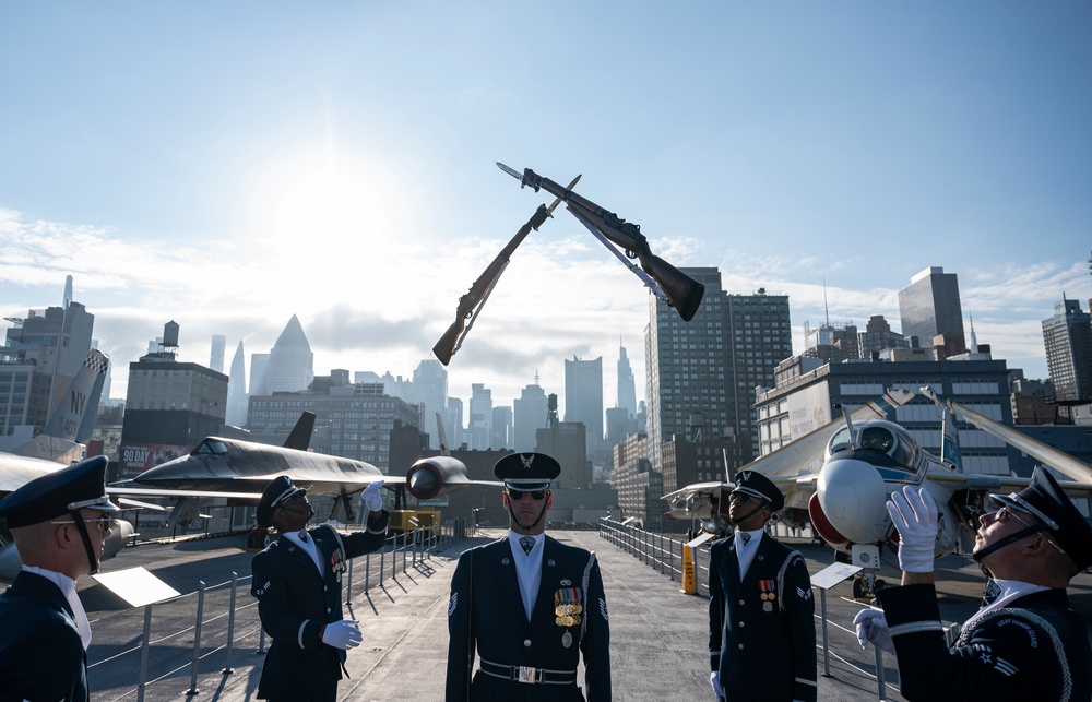 US Air Force Honor Guard and Band perform in New York City for AF 74th Birthday