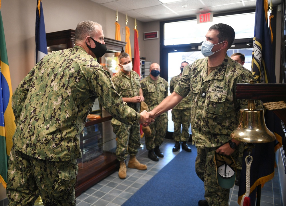 U.S. NAVSO/U.S. 4th Fleet Meets USS Donald Cook CO During Visit to 4th Fleet HQ
