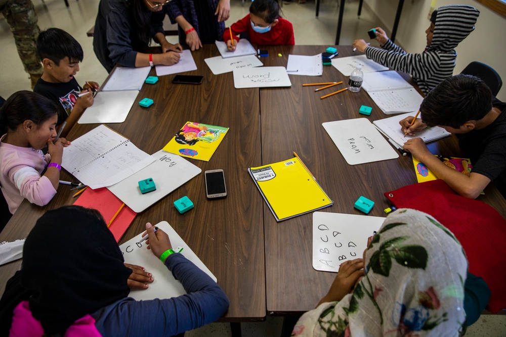 Afghan Children Learn English at Fort McCoy