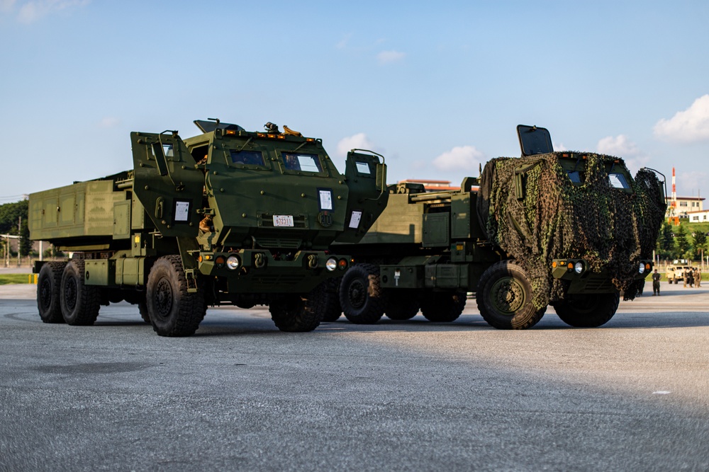 U.S. Marines load and offload HIMARS during Exercise Noble Jaguar 2021