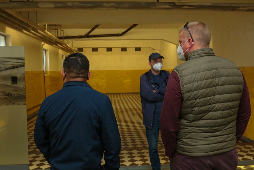 U.S. Army Soldiers and staff tour the Flossenbuerg Concentration Camp Memorial