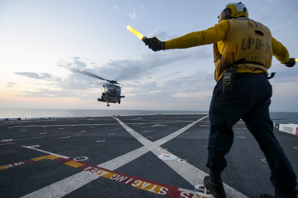 USS John P. Murtha (LPD 26) Flight Quarters with HSM 49