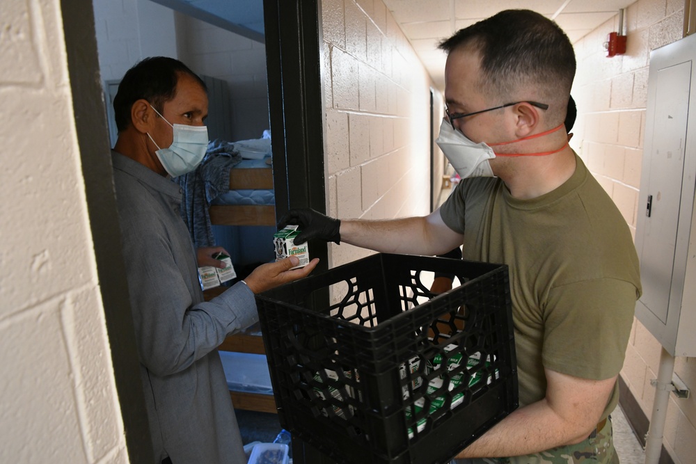 TF Liberty delivers breakfast at medical isolation dormitory