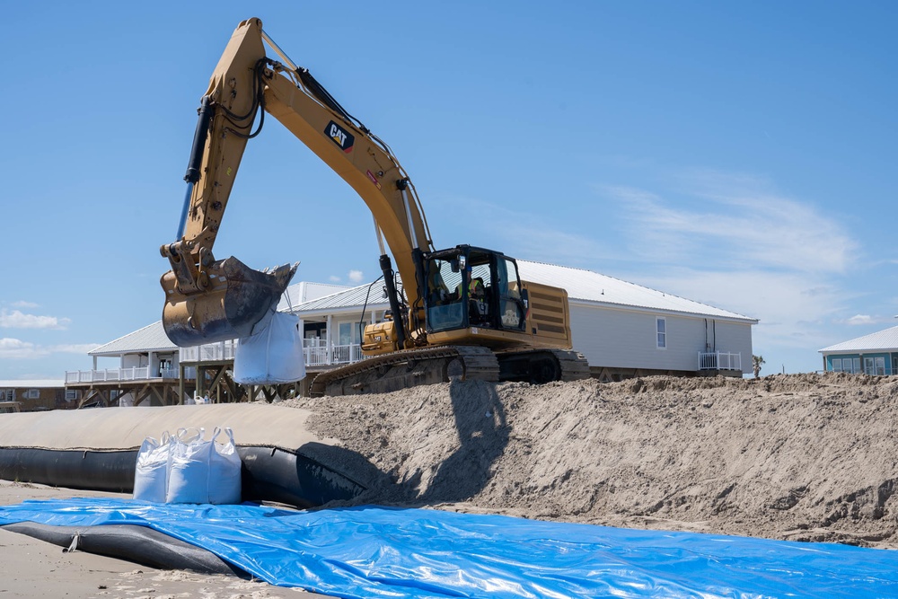 Grand Isle levee under repair post Ida